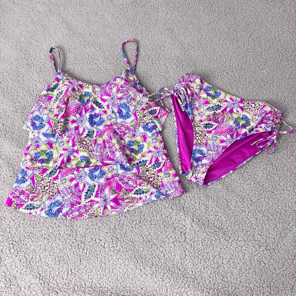 Stella Parker Tankini Swimsuit Medium Tropical Floral Tier Cruise Beach Pool